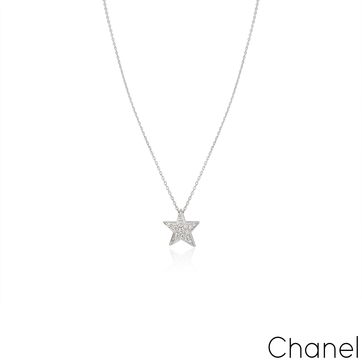 Chanel White Gold Com?te G?ode Diamond Necklace J0869